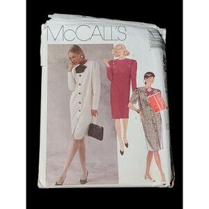 Vtg  McCalls Pattern 4513 Button Front Straight Fitted Dress Sz 8 1989 Cut